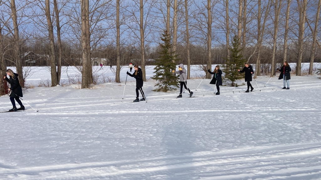 Roseau Students Cross Country skiing