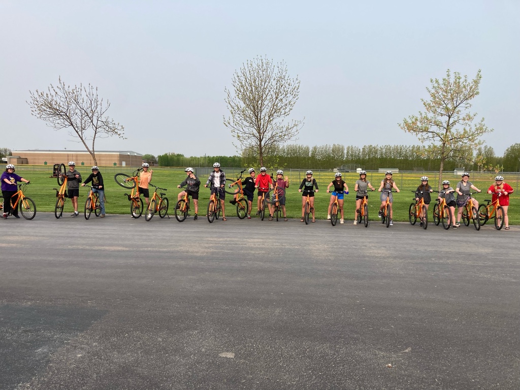 Roseau Students enjoy outside activity utilizing 20 Trek Bikes and Helmets purchased with Grant dollars!